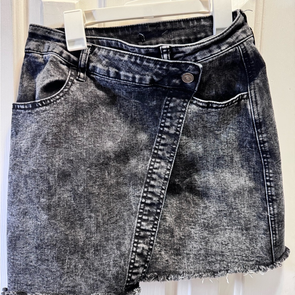 Black Denim Mini Skirt